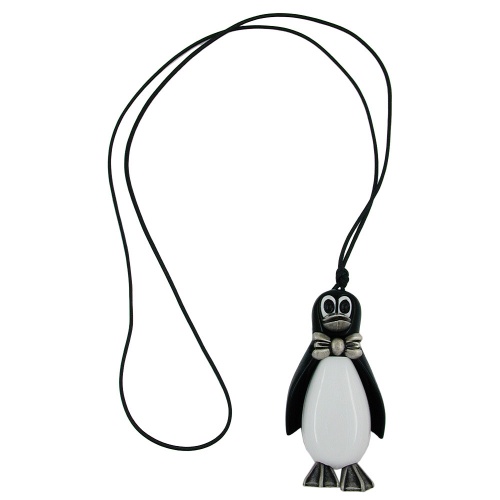 Kette, Pinguin schwarz-weiß silbergrau