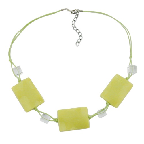 Kette 3x 35x25mm-Viereck gewellt hellgr?n Kunststoffperlen Kordel 45cm