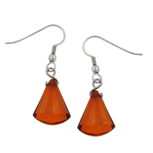 Ohrhaken Ohrh?nger Ohrringe 40x13mm Flachkegel facettiert braun Kunststoff Haken Wei?bronze