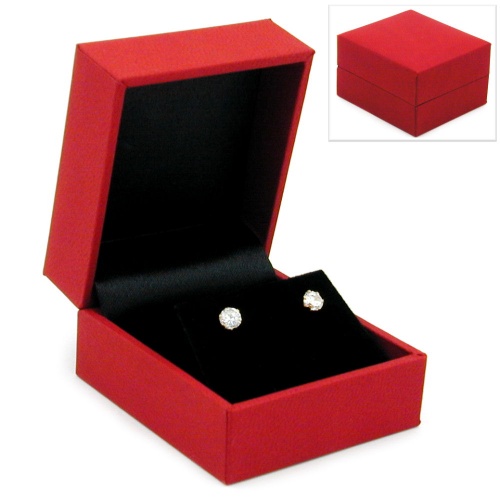 Uni-Schachtel Ohrschmuck Leder-Imititat rot