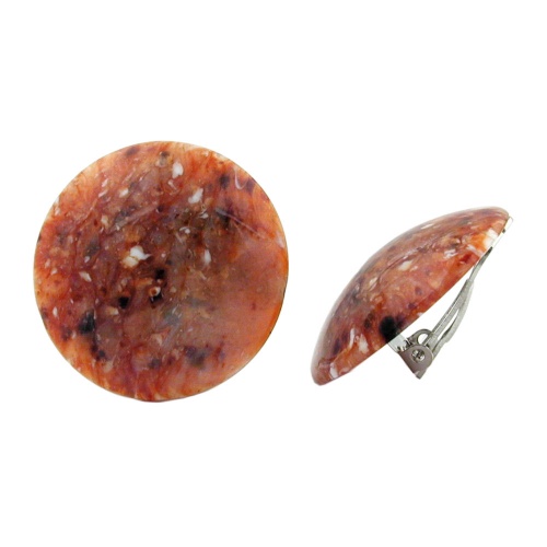 Clip Ohrring 30mm rotbraun-schwarz-wei? gl?nzend Kunststoff-Bouton
