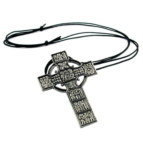 Kette 88x58mm Zinn-Anh?nger keltisches Kreuz 110cm