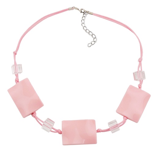 Kette 3x 35x25mm-Viereck gewellt rosa-gl?nzend 45cm