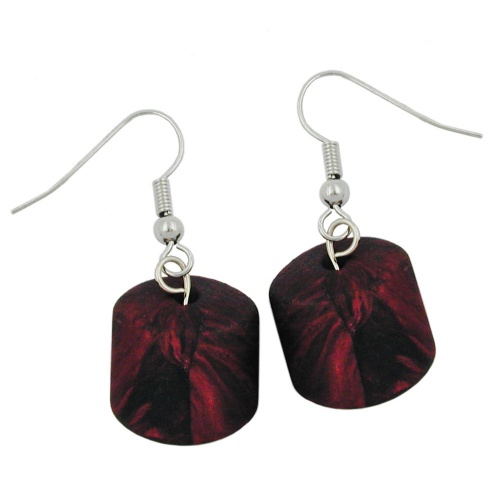 Ohrhaken Ohrh?nger Ohrringe 37x15mm Schr?gperle Kunststoff rot-metallic-marmoriert