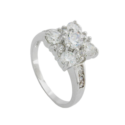 Ring, Viereck mit wei?en Zirkonias