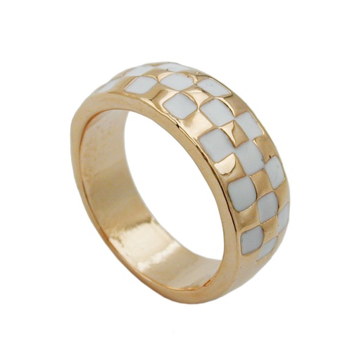 Ring, wei? emailliert, vergoldet