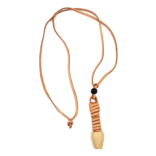Kette Holz Anh?nger Stab natur-line Lederband naturfarben 80cm