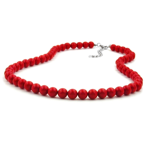 Kette 8mm Kunststoffperlen rot-glänzend 42cm