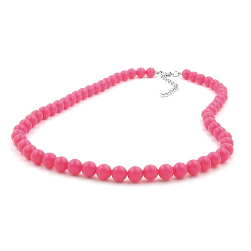 Kette 8mm Kunststoffperlen rosa-pink-gl?nzend 42cm