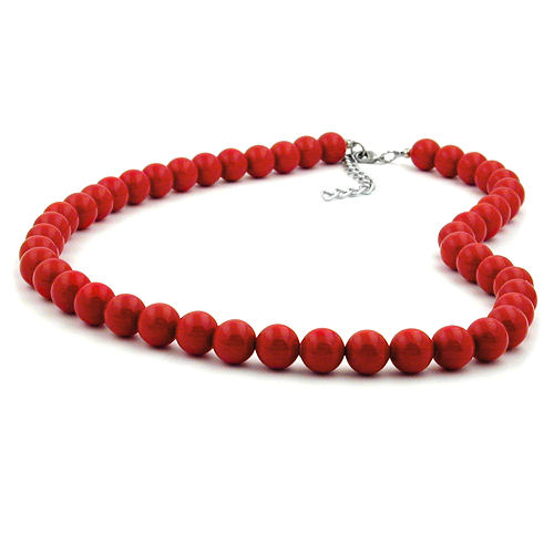 Kette 10mm Kunststoffperlen rot-glänzend 80cm