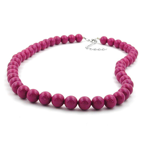 Kette, Perlen 10mm violett-gl?nzend