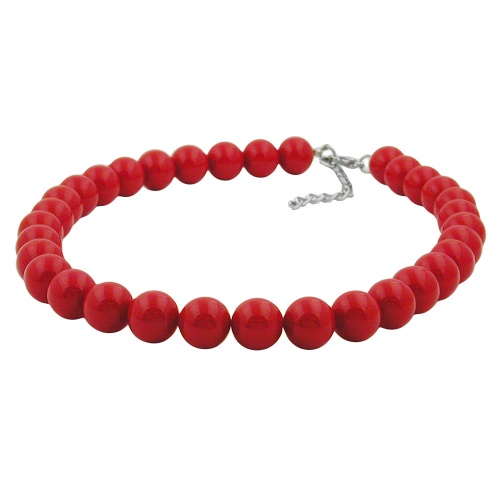 Kette 12mm Kunststoffperlen rot glänzend 40cm