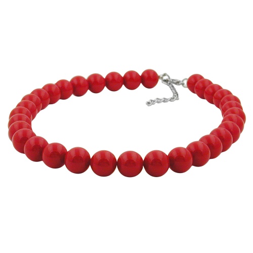 Kette 12mm Kunststoffperlen rot gl?nzend 70cm