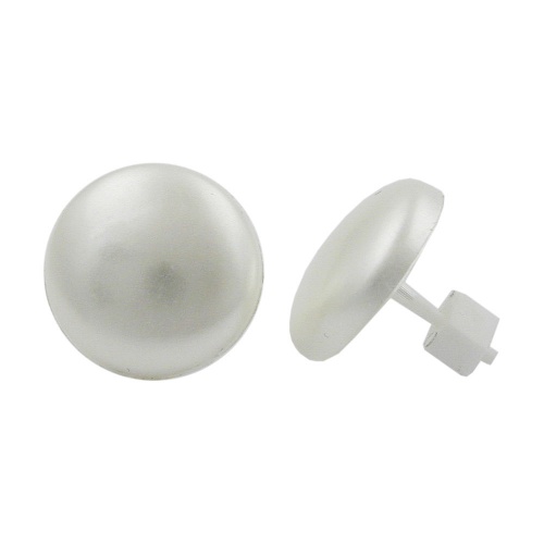 Ohrstecker Ohrring 13mm wei?wachs Kunststoff Vollplastik flach gew?lbt