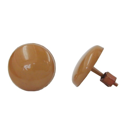 Ohrstecker Ohrring 13mm nougat karamel Kunststoff Vollplastik flach gewölbt