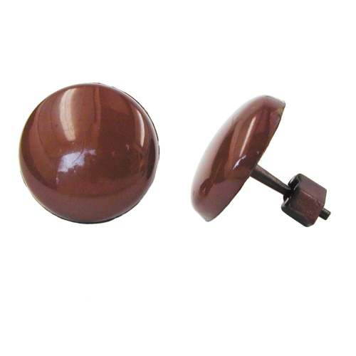 Ohrstecker Ohrring 13mm schokoladenbraun Kunststoff Vollplastik flach gew?lbt