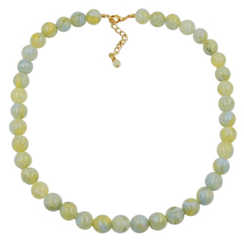 Kette 12mm Kunststoffperlen t?rkis-gr?n-wei?-gelb marmoriert 55cm