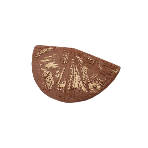 Brosche Anstecknadel 37x70mm F?cher braun-gold-strich Kunststoff