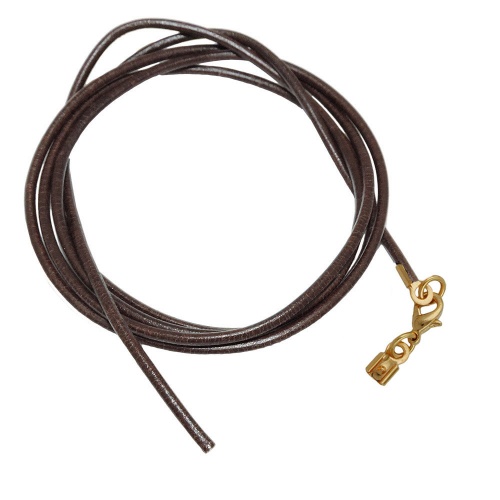 Lederband Rundschnur Rindleder 2mm braun gef?rbt mit 1x Verschluss goldfarbig ca. 1m