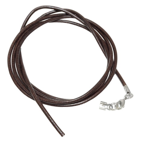Lederband Rundschnur Rindleder 2mm braun gef?rbt mit 1x Verschluss silberfarbig ca. 1m