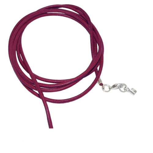 Lederband Rundschnur Rindleder 2mm fuchsia beere gef?rbt mit 1x Verschluss silberfarbig ca. 1m