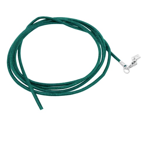 Lederband Rundschnur Rindleder 2mm t?rkis gef?rbt mit 1x Verschluss silberfarbig ca. 1m