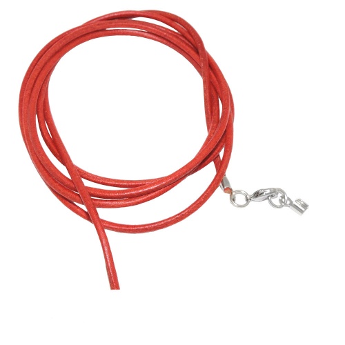 Lederband Rundschnur Rindleder 2mm orange gef?rbt mit 1x Verschluss silberfarbig ca. 1m