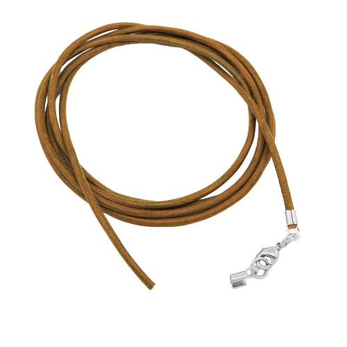 Lederband Rundschnur Rindleder 2mm olivgr?n khaki gef?rbt mit 1x Verschluss silberfarbig ca. 1m