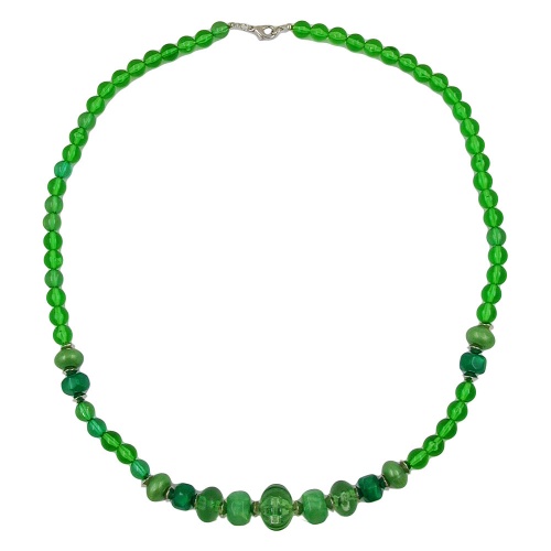 Kette Kunststoffperlen gr?n-transparent 60cm