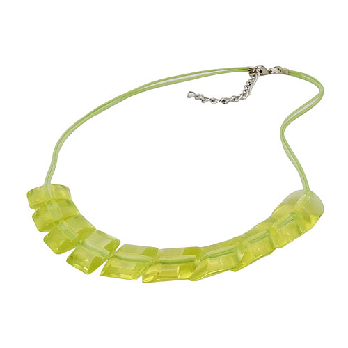 Kette Schr?gperle Kunststoff kiwigr?n-transparent Kordel hellgr?n 45cm