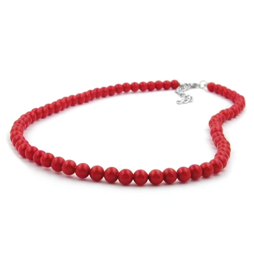 Kette 6mm Kunststoffperlen rot-gl?nzend 55cm