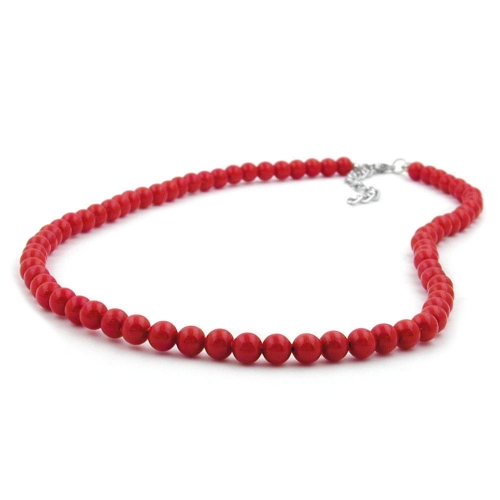 Kette 6mm Kunststoffperlen rot-glänzend 55cm