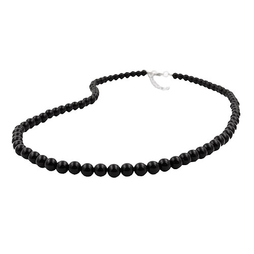 Kette, Perle, 6mm, schwarz-gl?nzend
