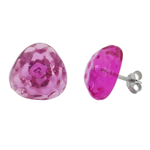 Ohrstecker Ohrring 14mm Dreieck pink-transparent geh?mmert Kunststoff