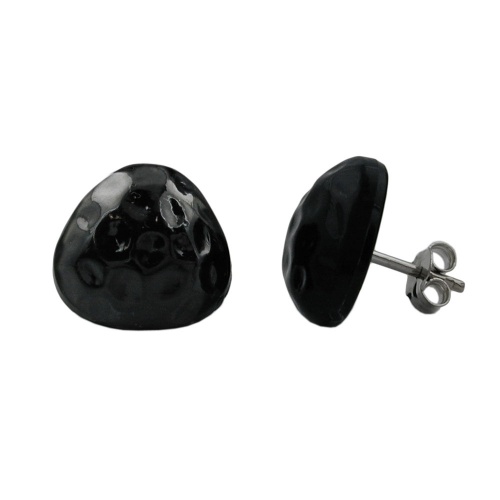 Ohrstecker Ohrring 14mm Dreieck schwarz geh?mmert Kunststoff