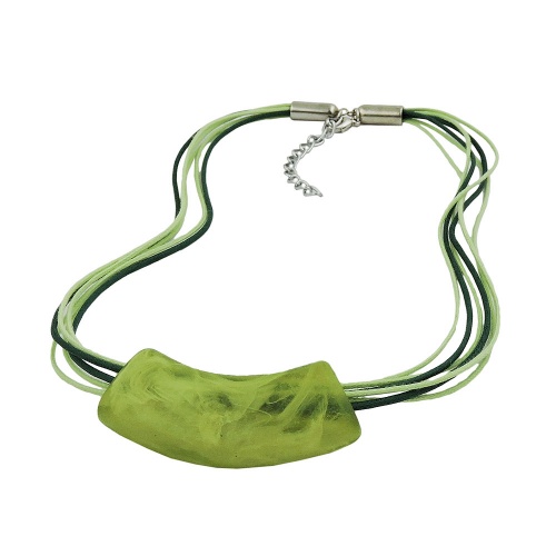 Kette 54x19mm Anh?nger Rohr flach gebogen hellgr?n-marmoriert gl?nzend Kunststoff 45cm