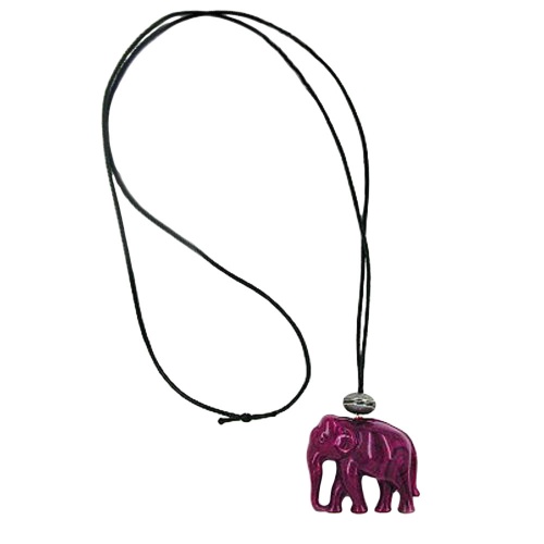 Kette, Elefant, lila, altsilber, 90cm