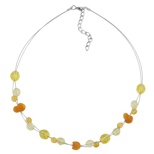 Kette Drahtkette mit Glasperlen gelb-orange-transparent 44cm