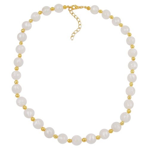 Kette, Perle seide-wei?, Perle goldfarben