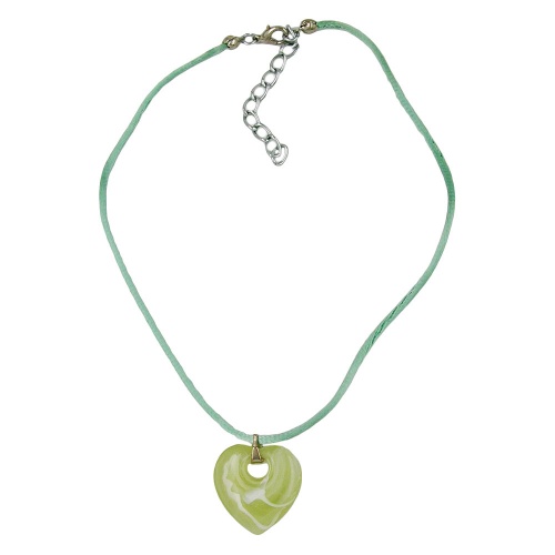 Kette, Herz mit Loch, gr?n-wei?