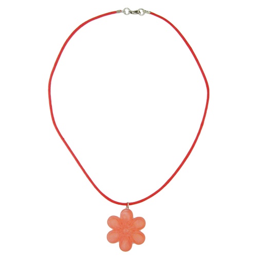 Kette 30mm rosa-transparent-matt Bl?te Kunststoff Kordel hellrot 40cm
