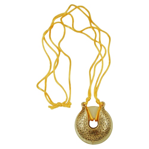 Kette, Amulett-Hufeisen, gelb, altgoldfarben