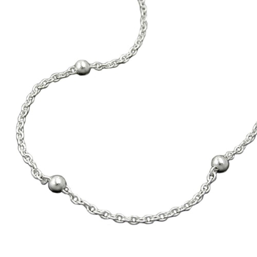 Kette 1,5mm Ankerkette mit 11 Kugeln Silber 925 36cm