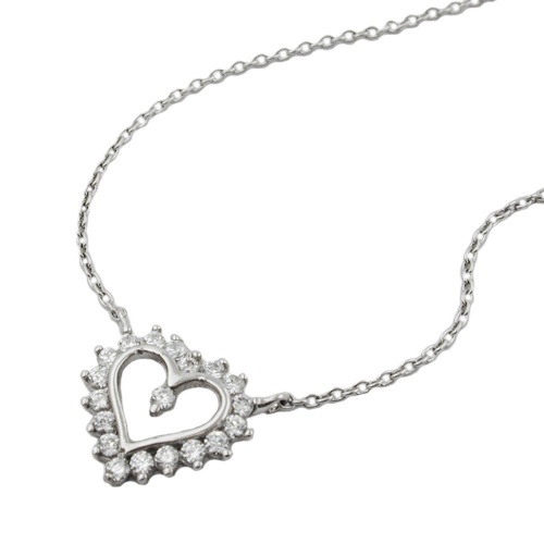 Kette 1,1mm Herzanh?nger Zirkonias Silber 925 43cm