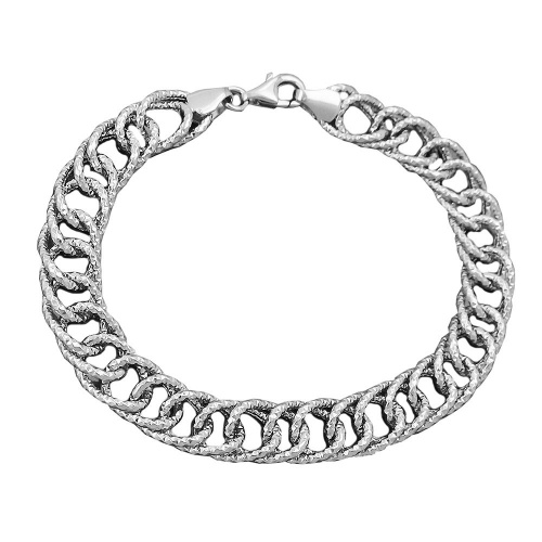 Armband 9,4mm Fantasiemuster rhodiniert Silber 925 19cm