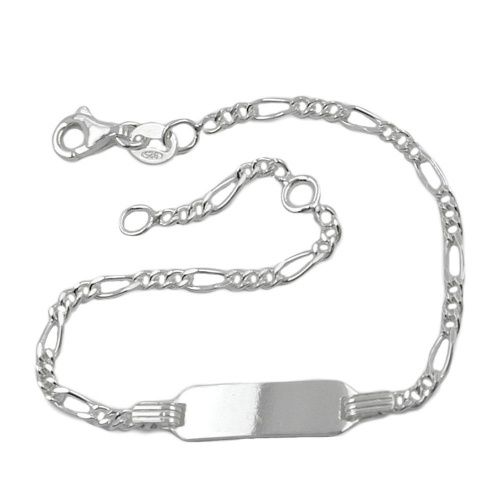 Schildarmband f?r Kinder 2,2mm Figarokette Gravurplatte 18x5mm Silber 925 16cm