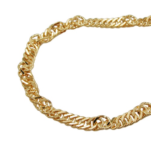Bauchkette Singapur 2,2mm diamantiert gold-plattiert 90cm