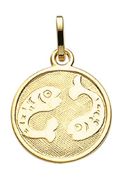 Anh?nger Sternzeichen rund 12mm Fische 8Kt 333 GOLD