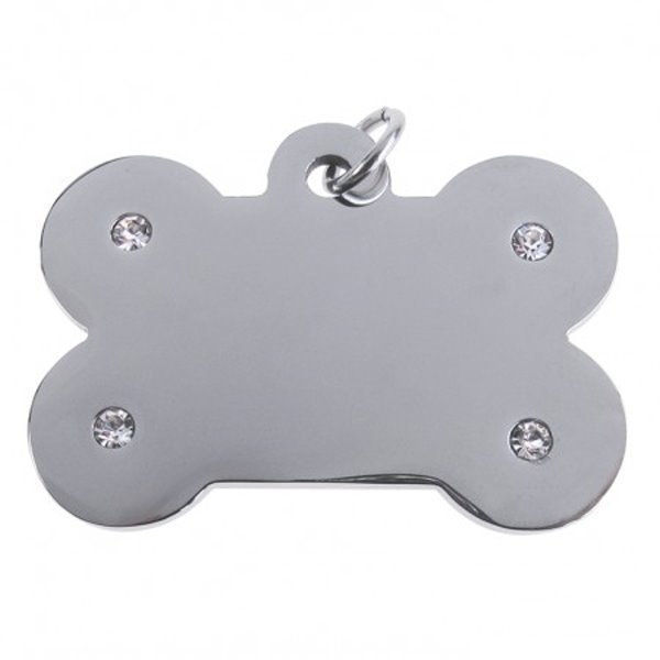 Anh?nger Gravurplatte Hundeknochen 34x51 mit Zirkonia Edelstahl