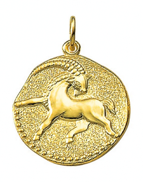 Anh?nger Sternzeichen Steinbock Relief rund 18mm 8Kt 333 GOLD
